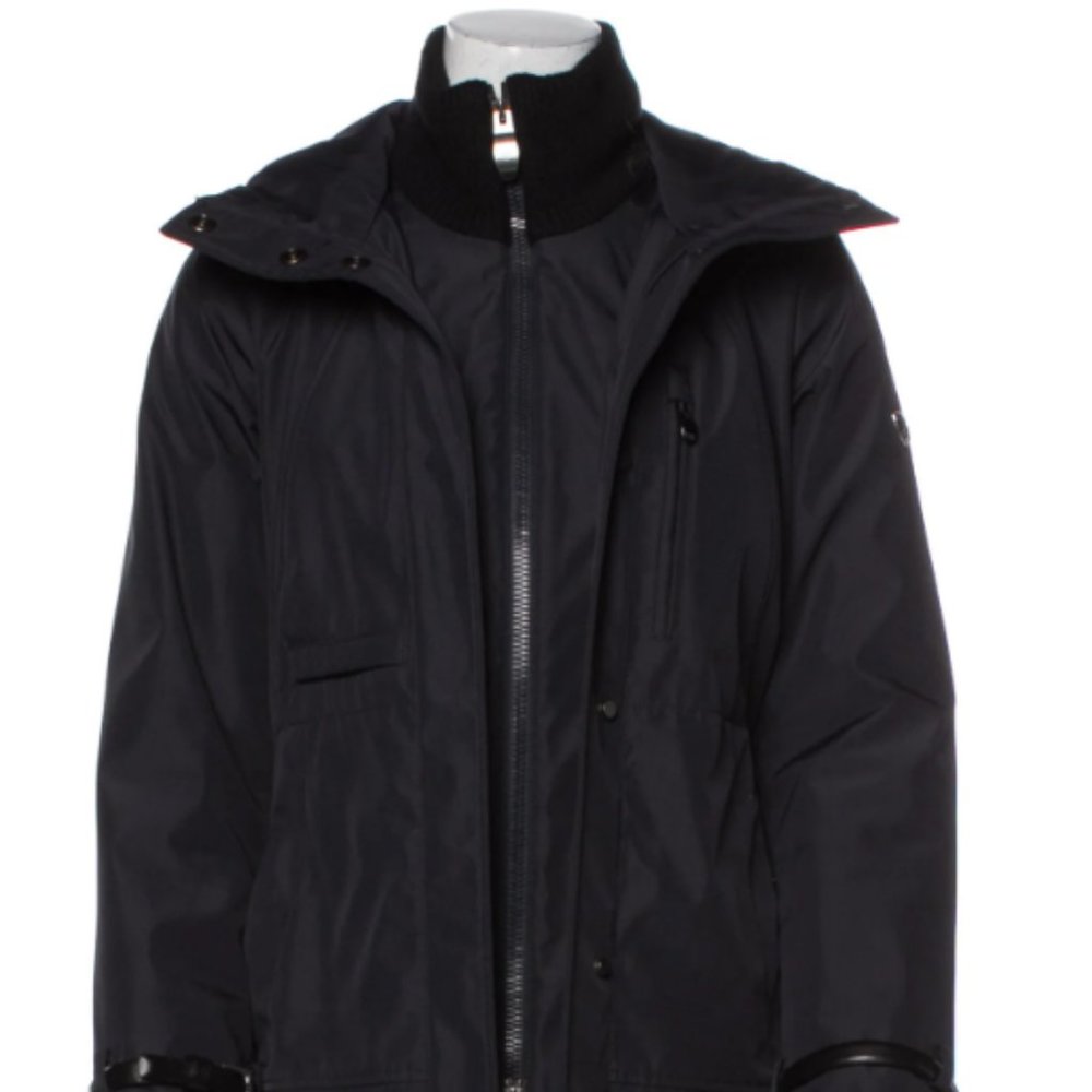 NAVY POST CARD UTILITY RAIN NYLON COAT JACKET XS 2 38